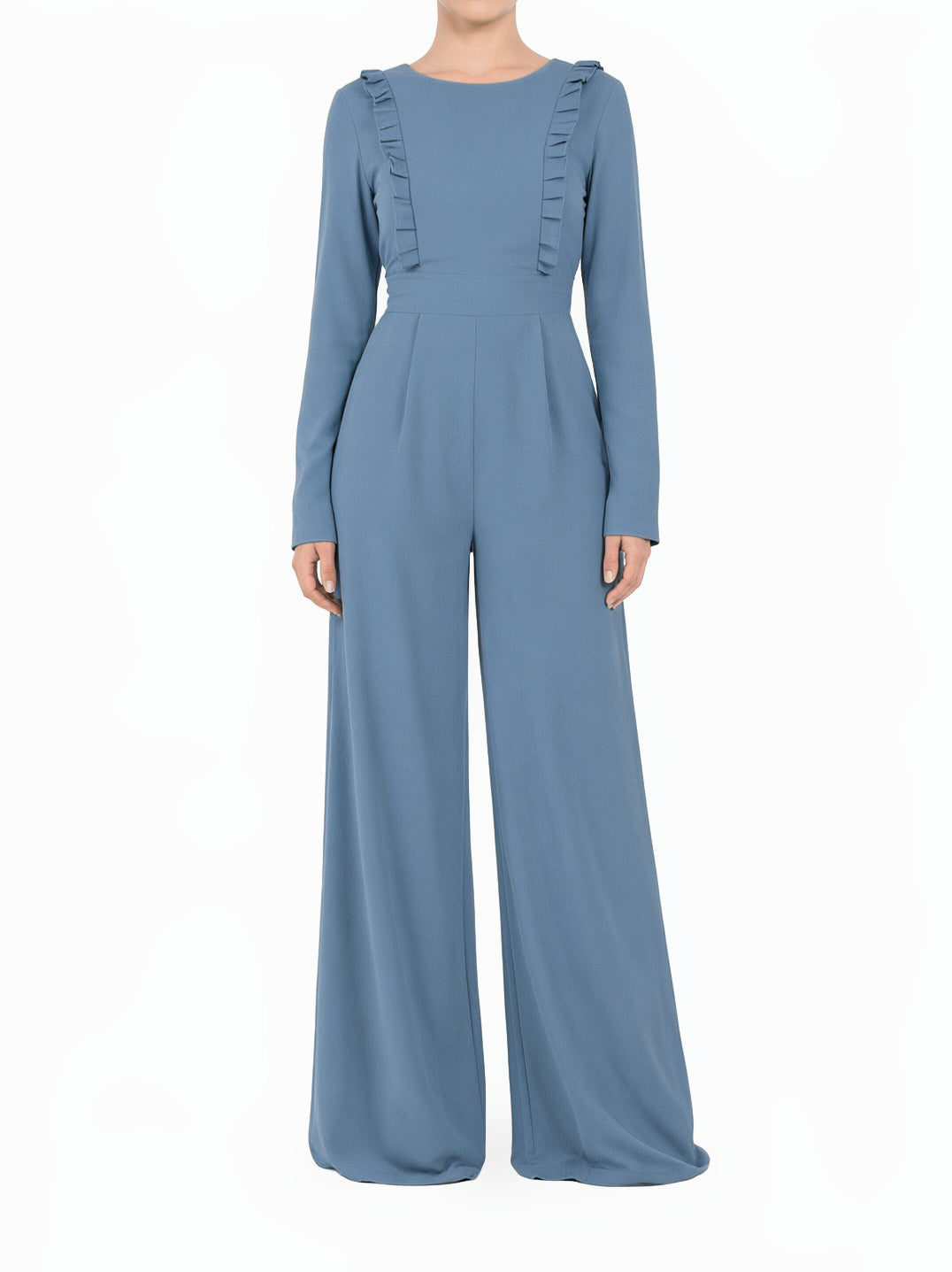Dusty Blue ruffles modest jumpsuit