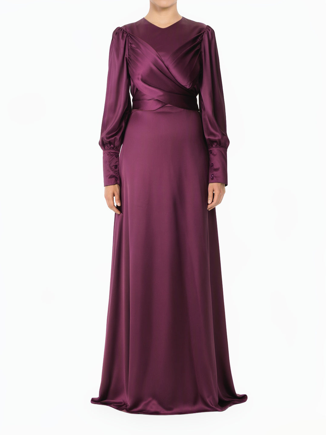 Eggplant Sleek and Classy Satin Modest Maxi Dress