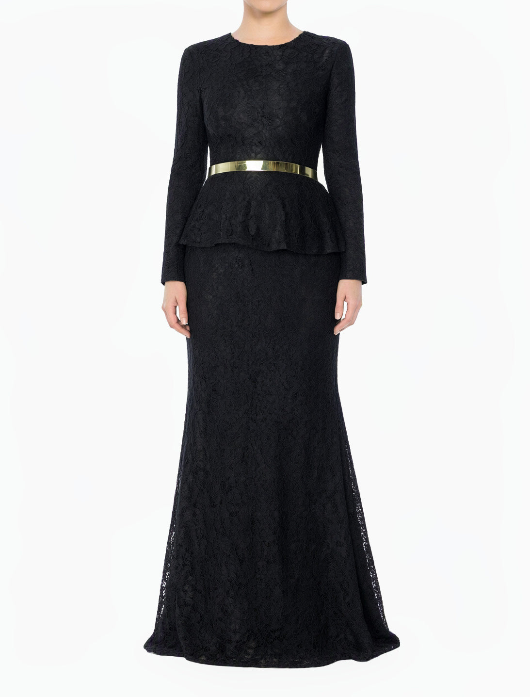 Elegant Lace Peplum Modest Dress