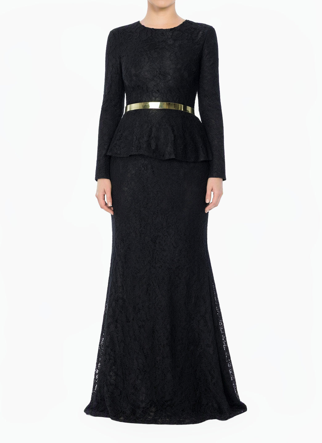 Elegant Lace Peplum Modest Dress