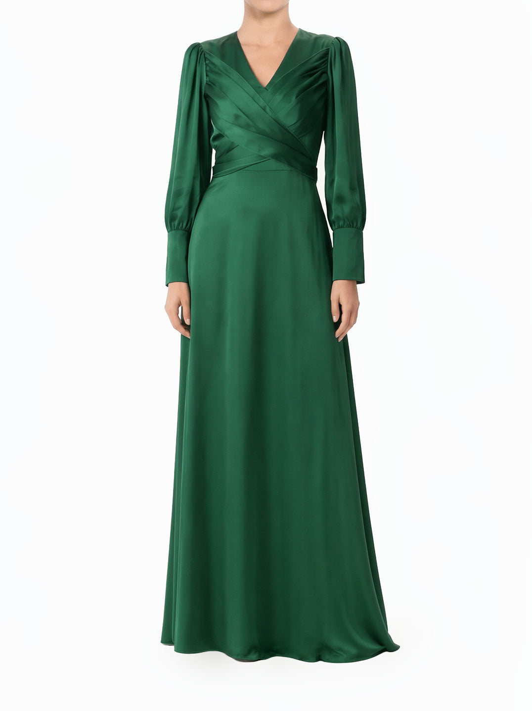 Emerald Sleek and Classy Satin Modest Maxi Dress