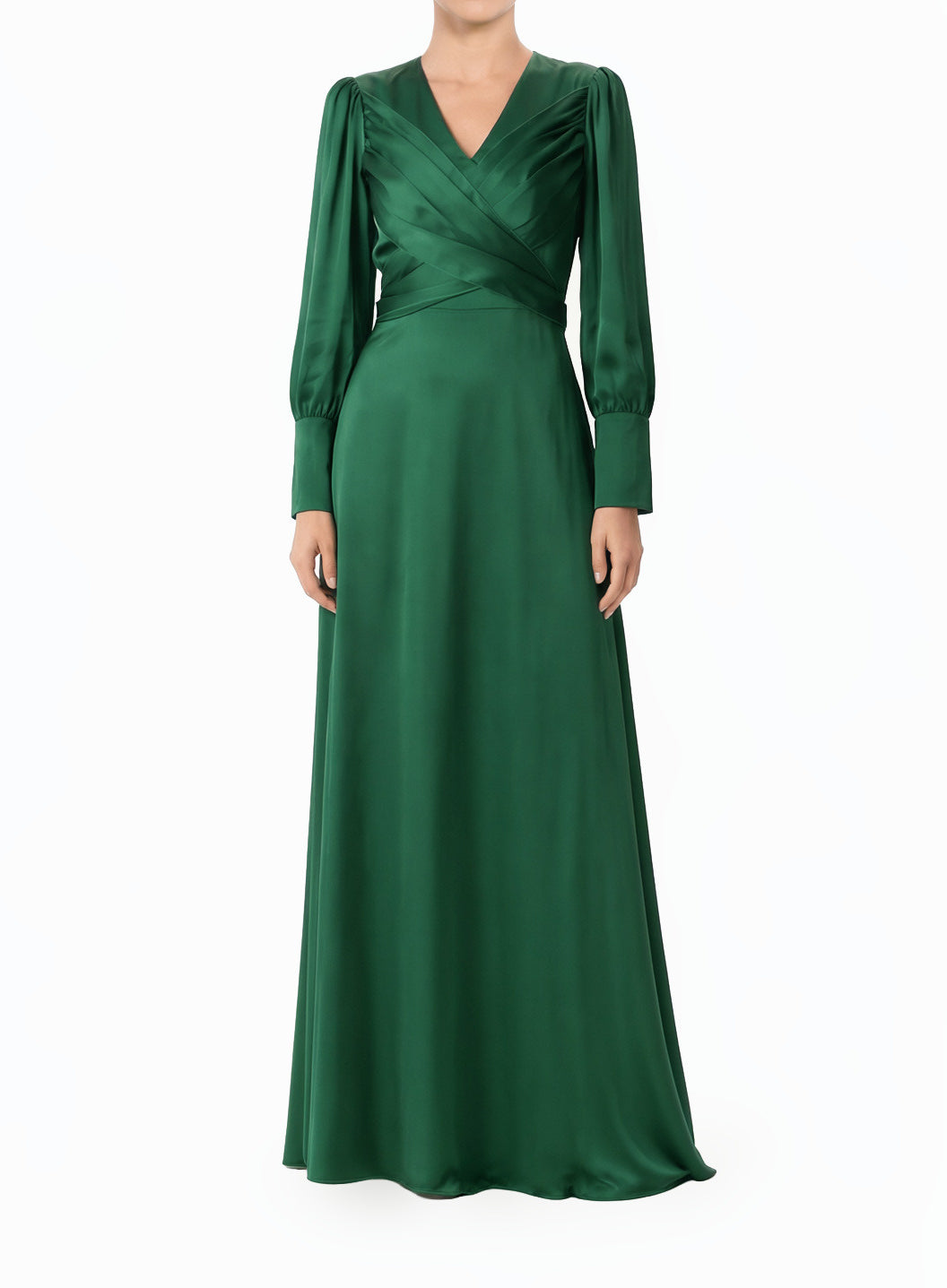 Emerald Sleek and Classy Satin Modest Maxi Dress