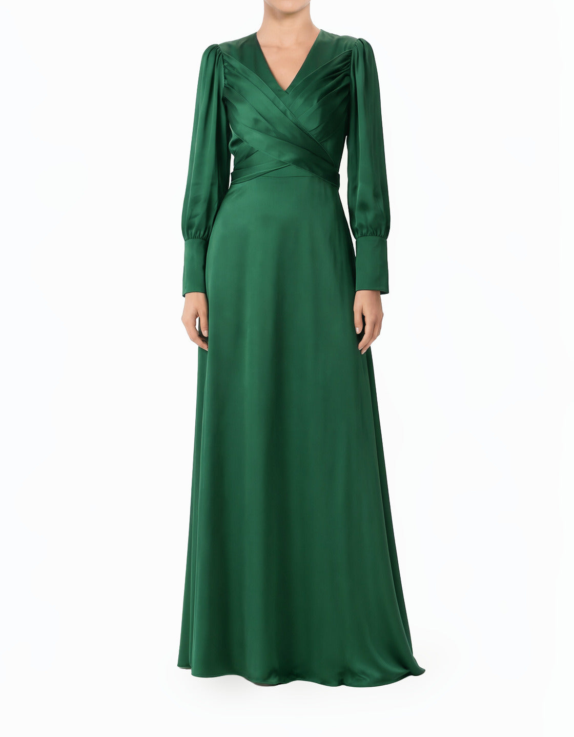Emerald Sleek and Classy Satin Modest Maxi Dress