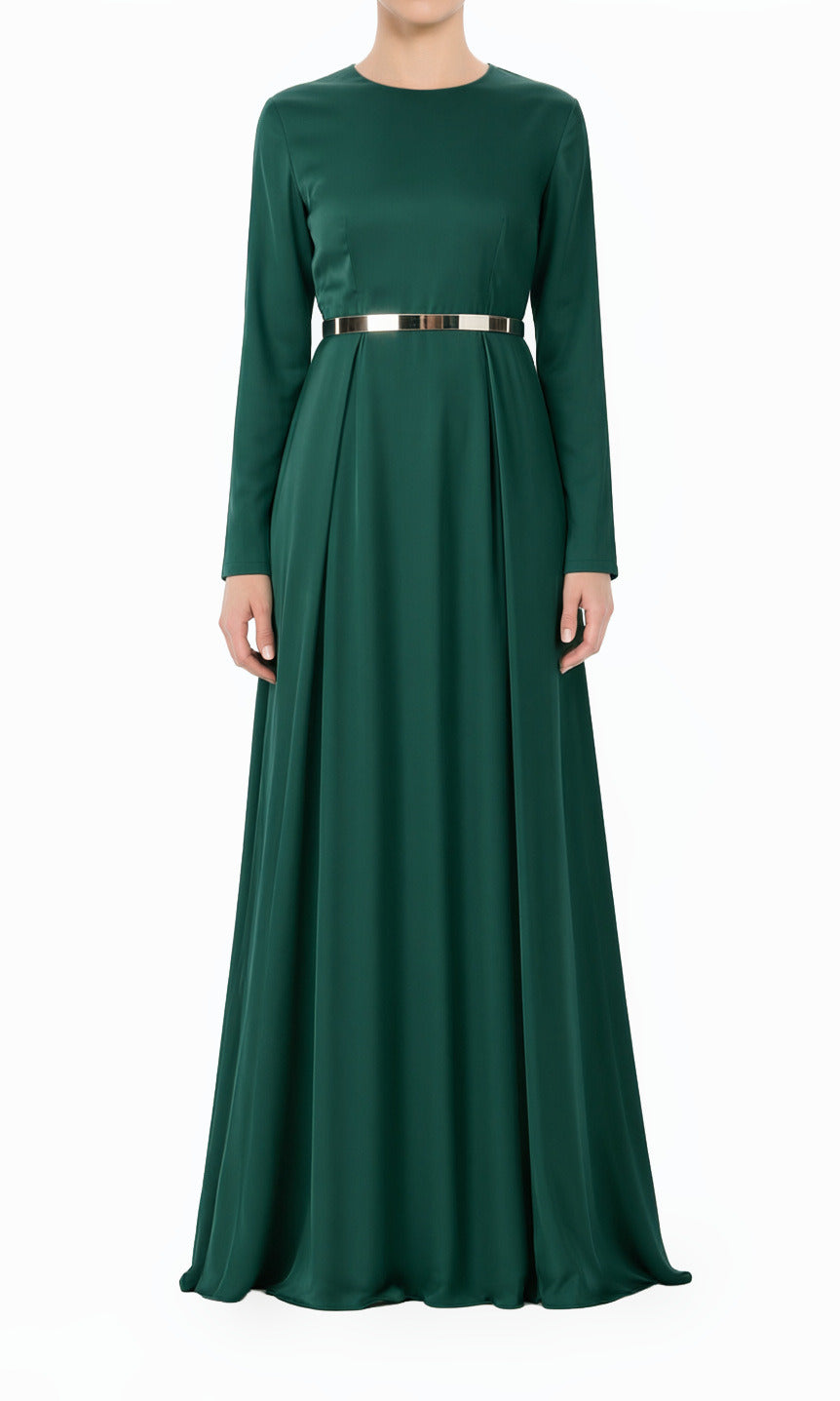 Emerald Take Me for a Dance Satin Modest Maxi Dress