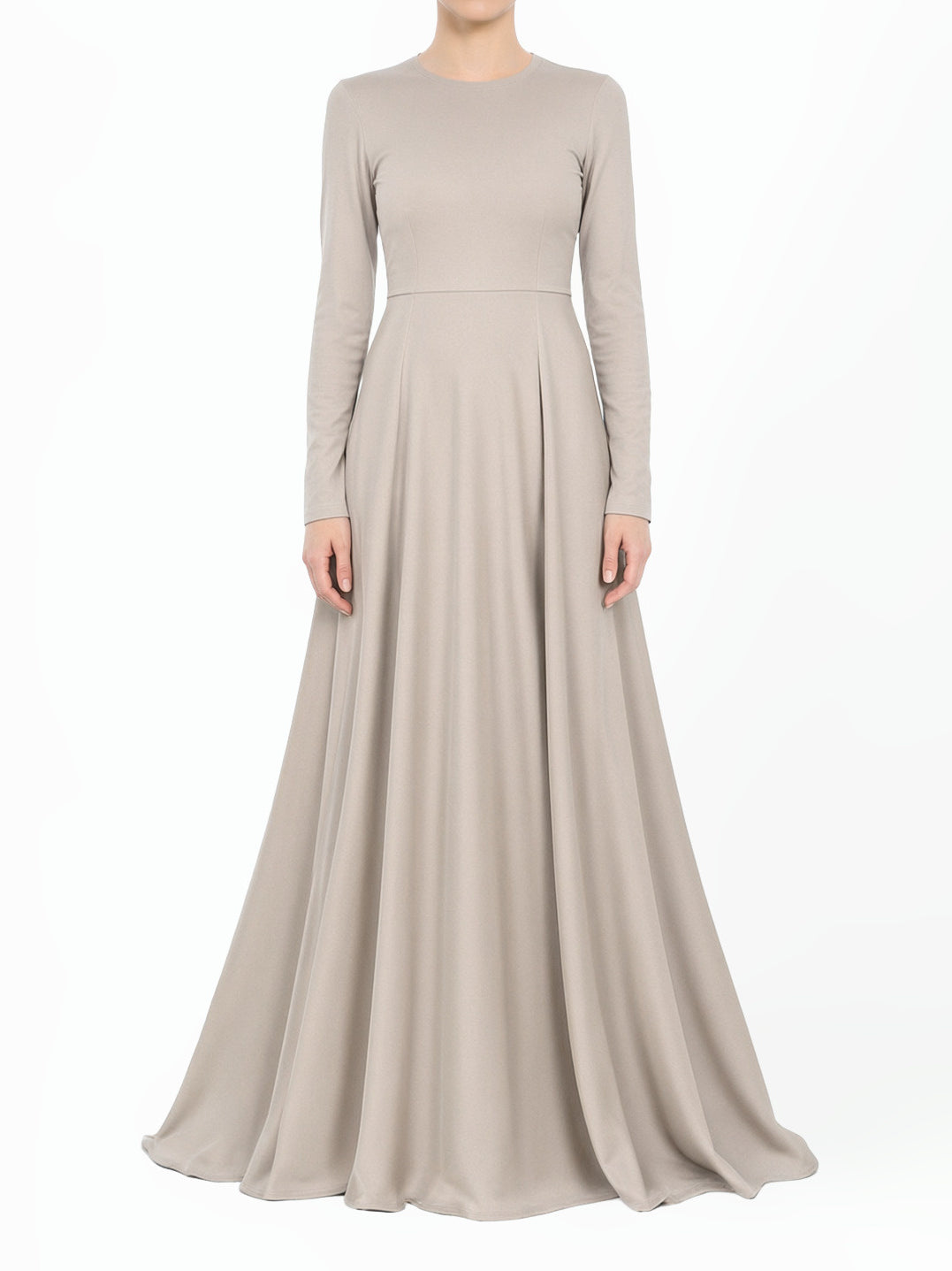 Gray A-Line Modest Maxi Dress