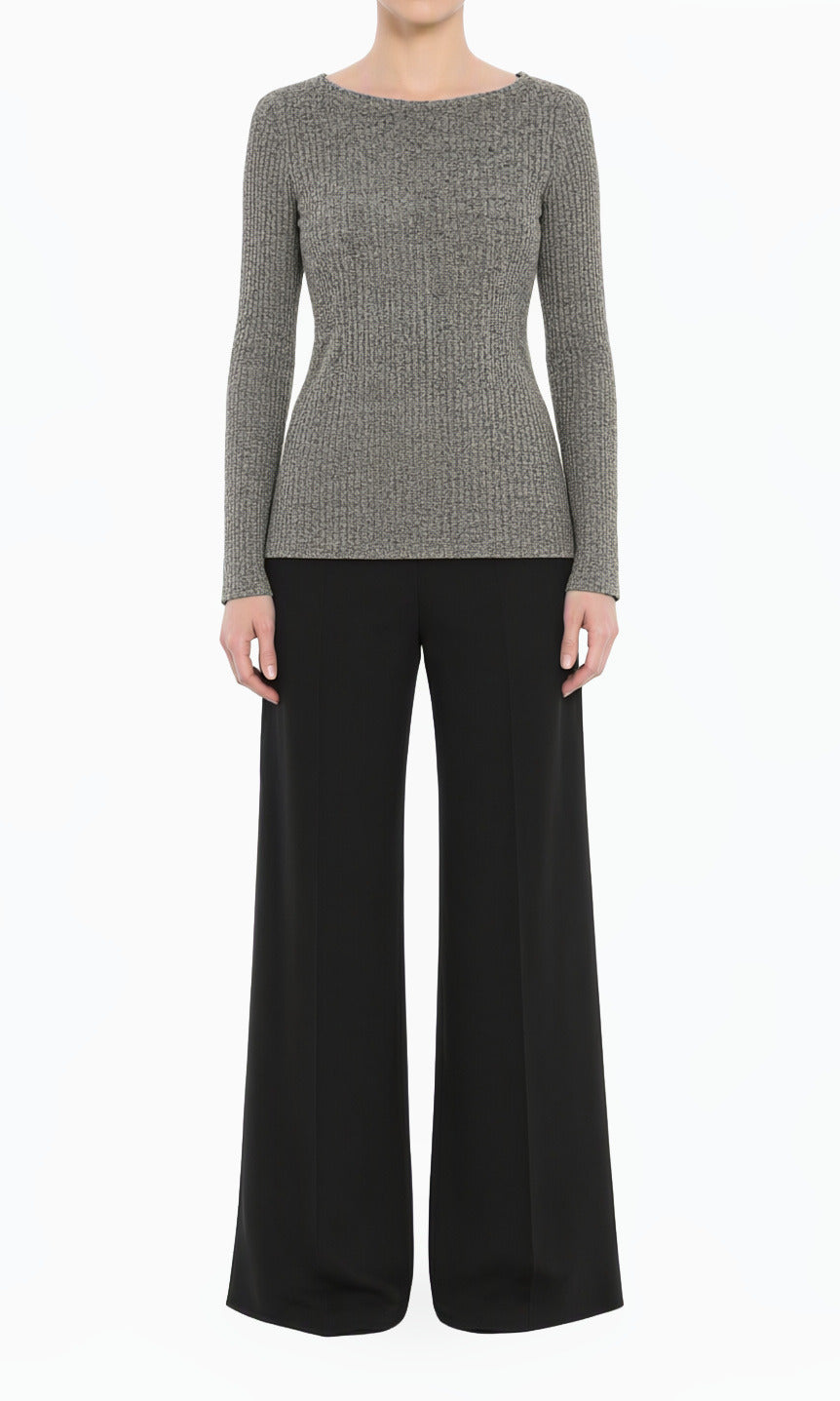 Gray Ribbed Sweater Shirt