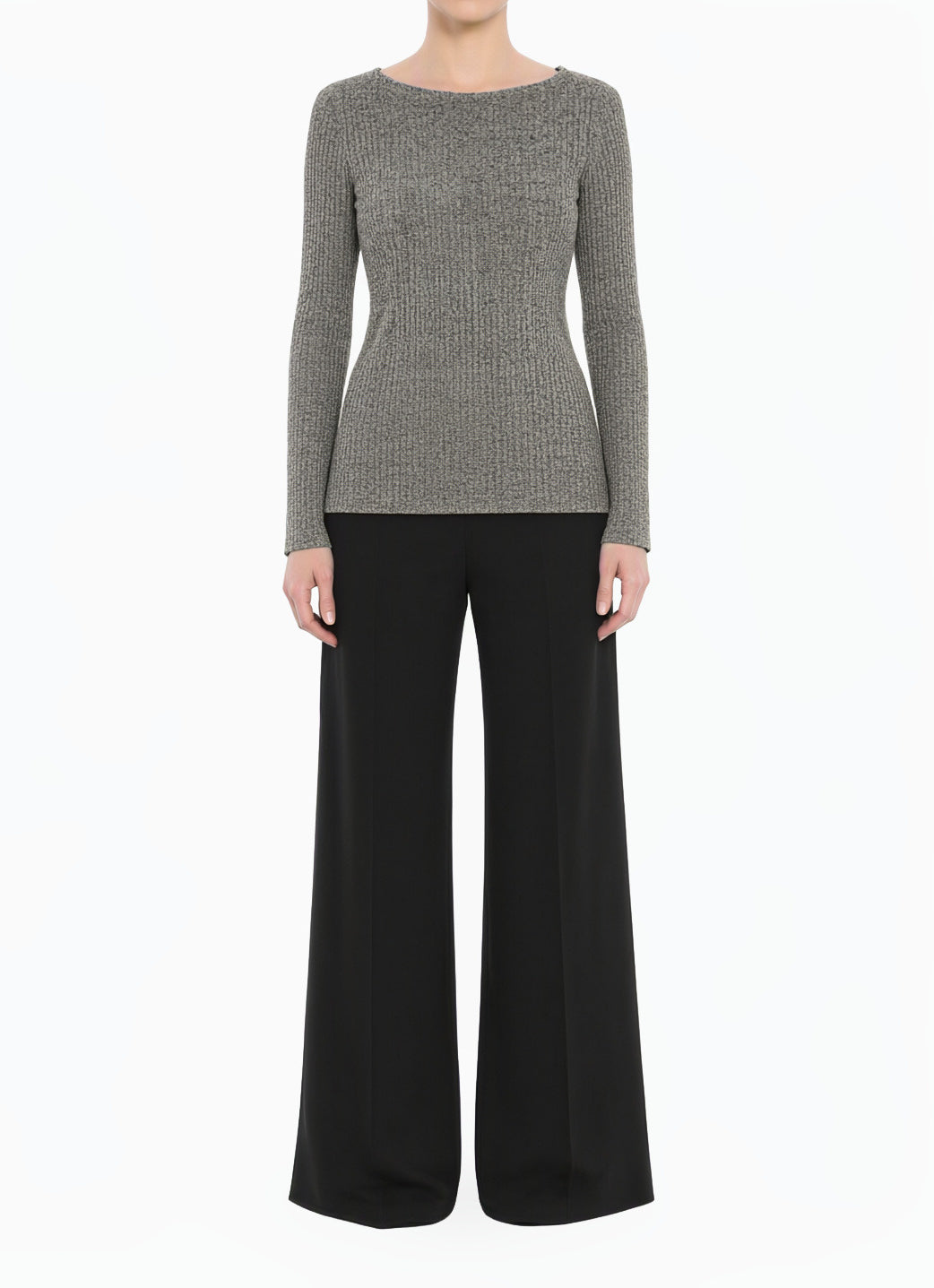Gray Ribbed Sweater Shirt