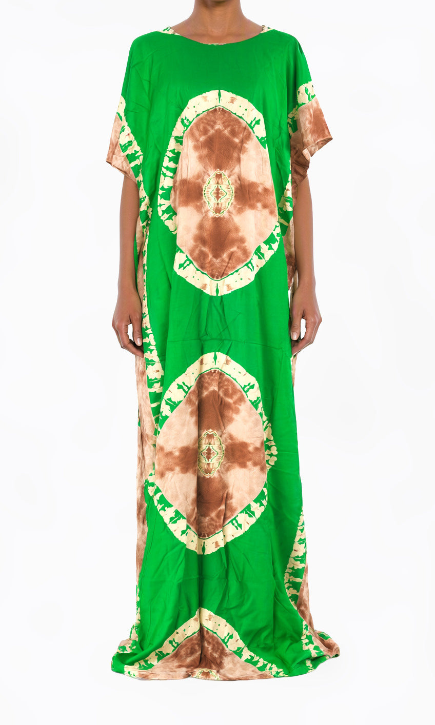 Green/tan African Queen Bati Dress