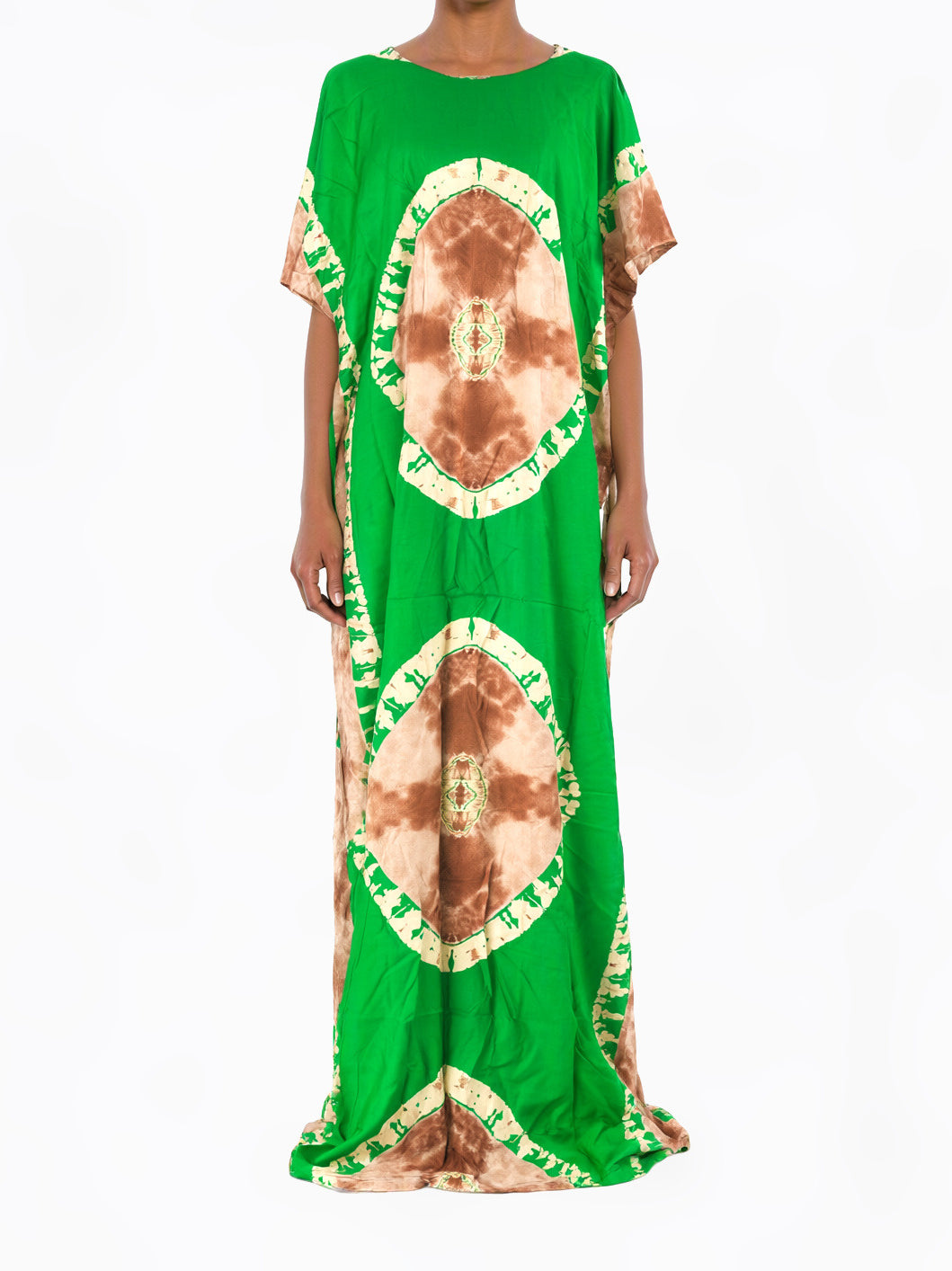 Green/tan African Queen Bati Dress