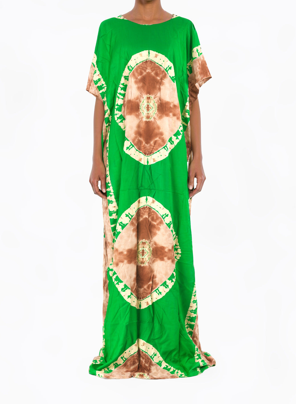 Green/tan African Queen Bati Dress