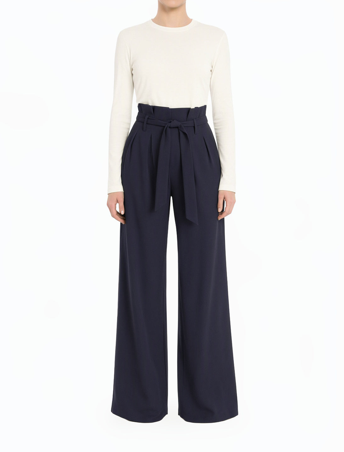 Navy Blue high waist pleats modest trousers