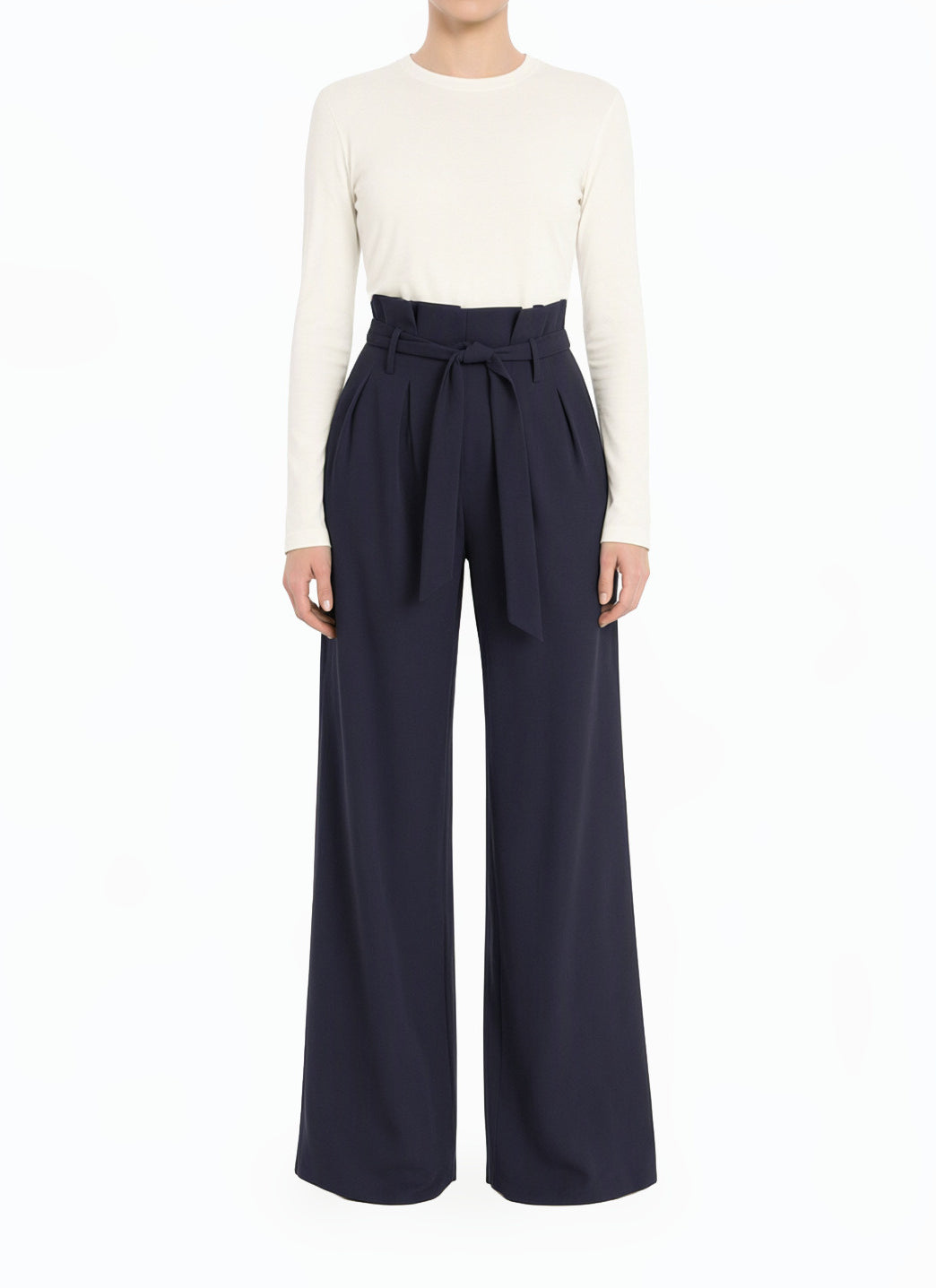 Navy Blue high waist pleats modest trousers