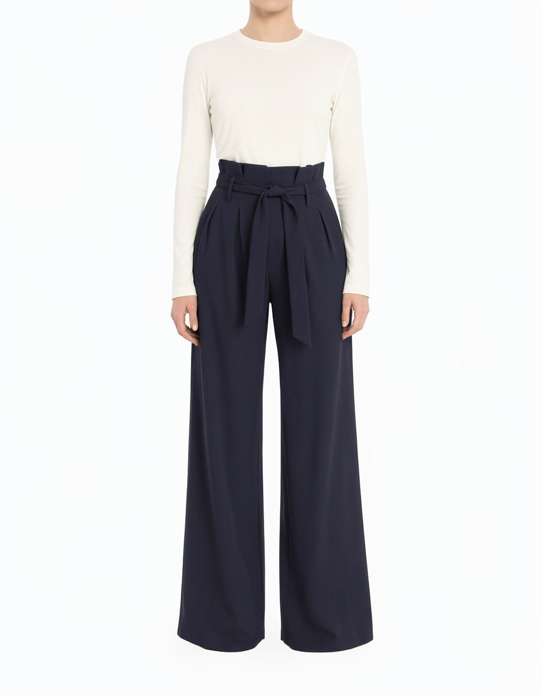 Navy Blue high waist pleats modest trousers