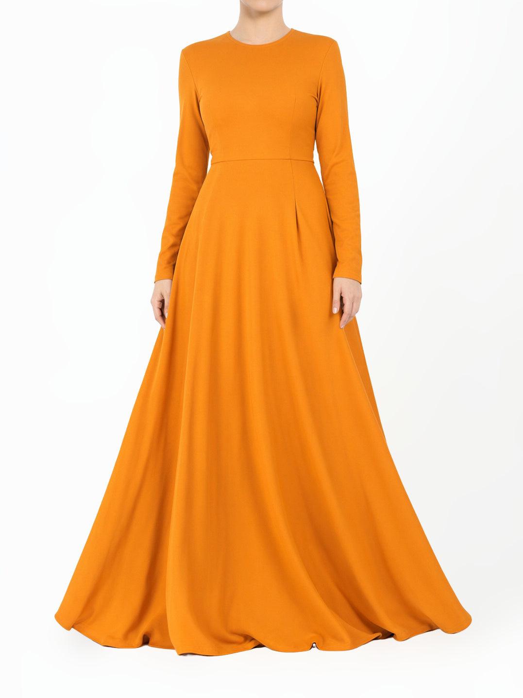 Honey Mustard A-Line Modest Maxi Dress