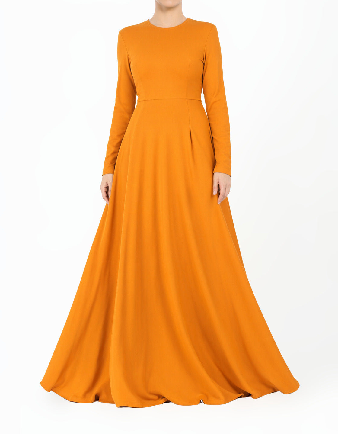 Honey Mustard A-Line Modest Maxi Dress