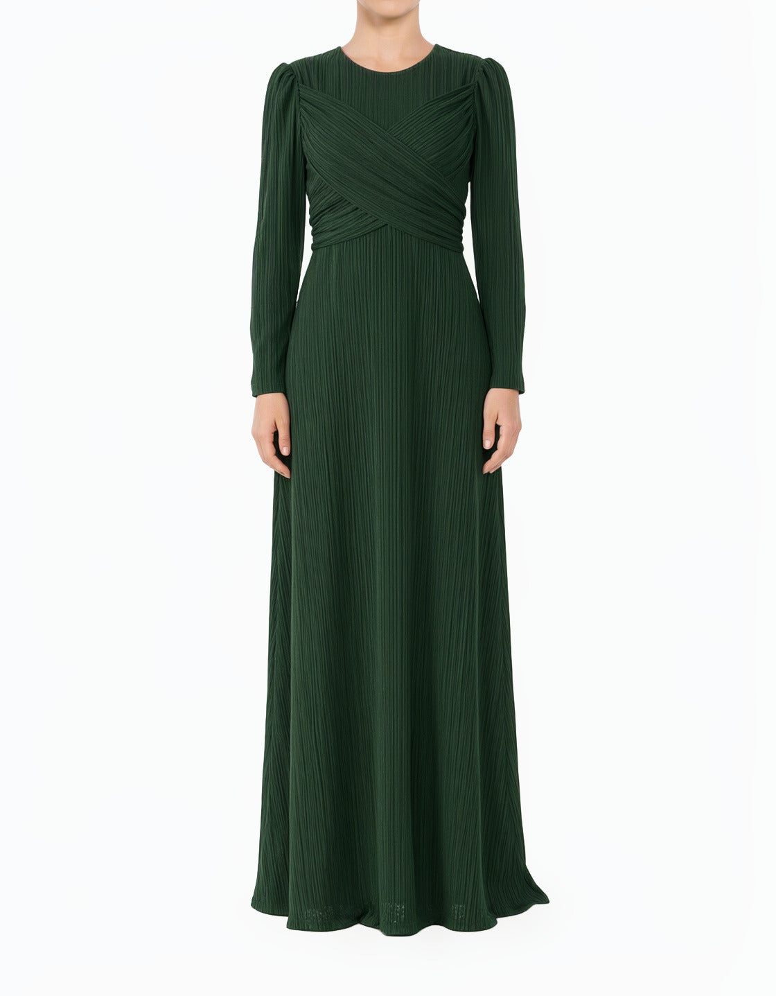Hunter Green Ma Chérie Ribbed Modest Maxi Dress