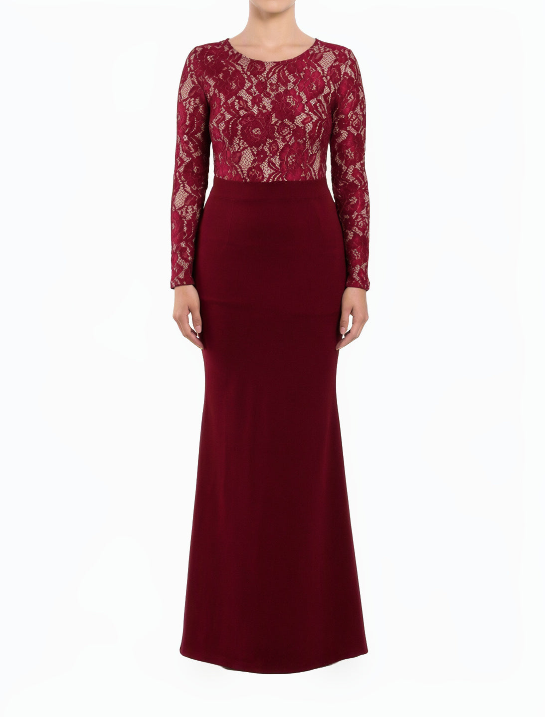 Lace Accent Bodycon Modest Maxi Dress