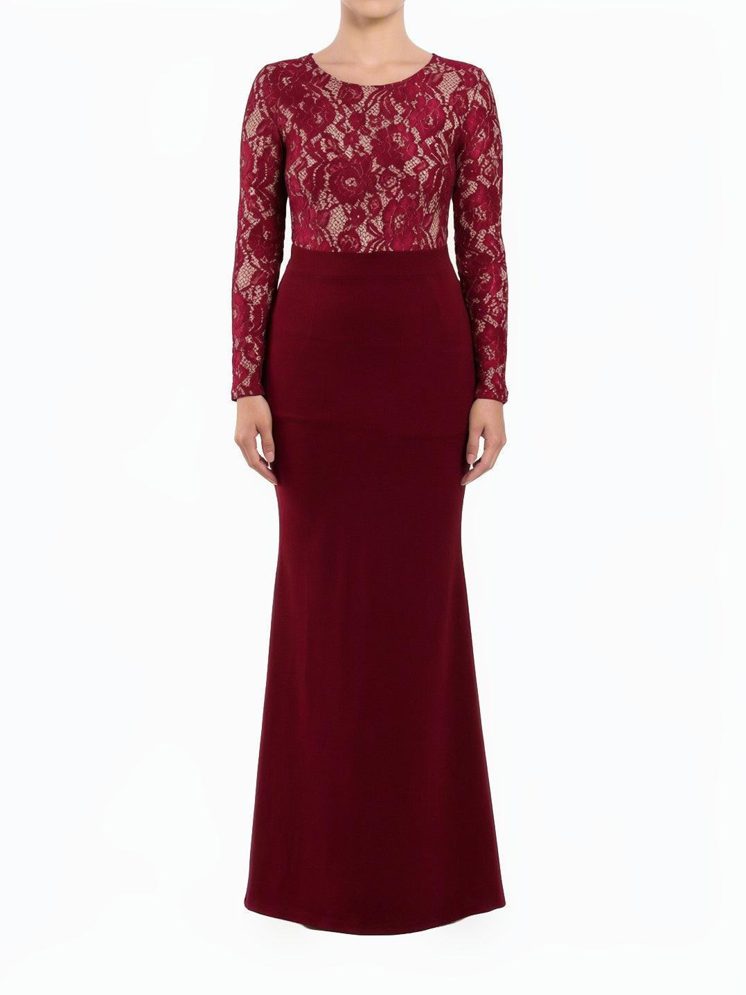 Lace Accent Bodycon Modest Maxi Dress