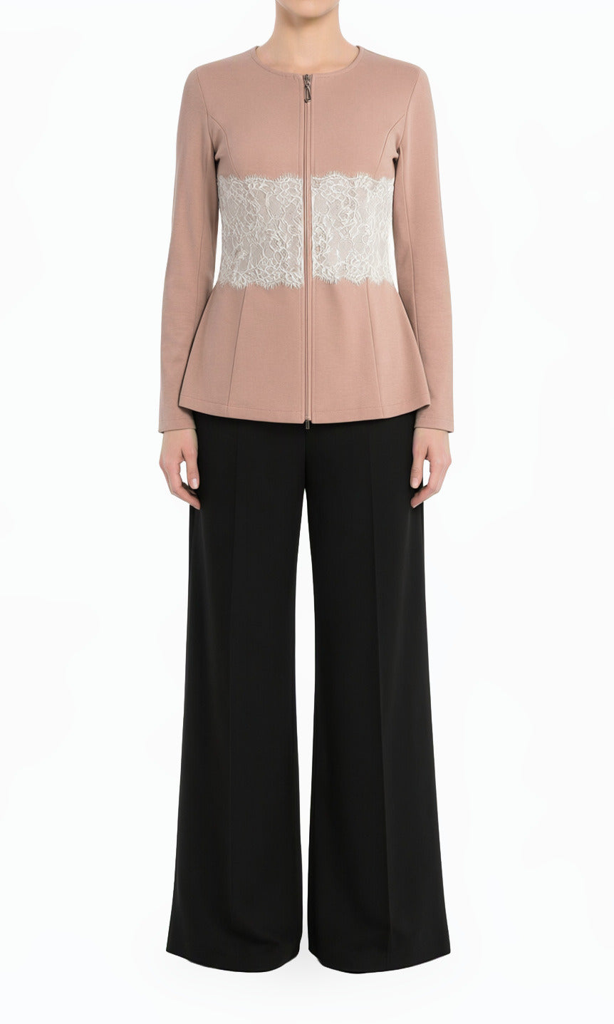 Blush Lace Detail zipper Jacket
