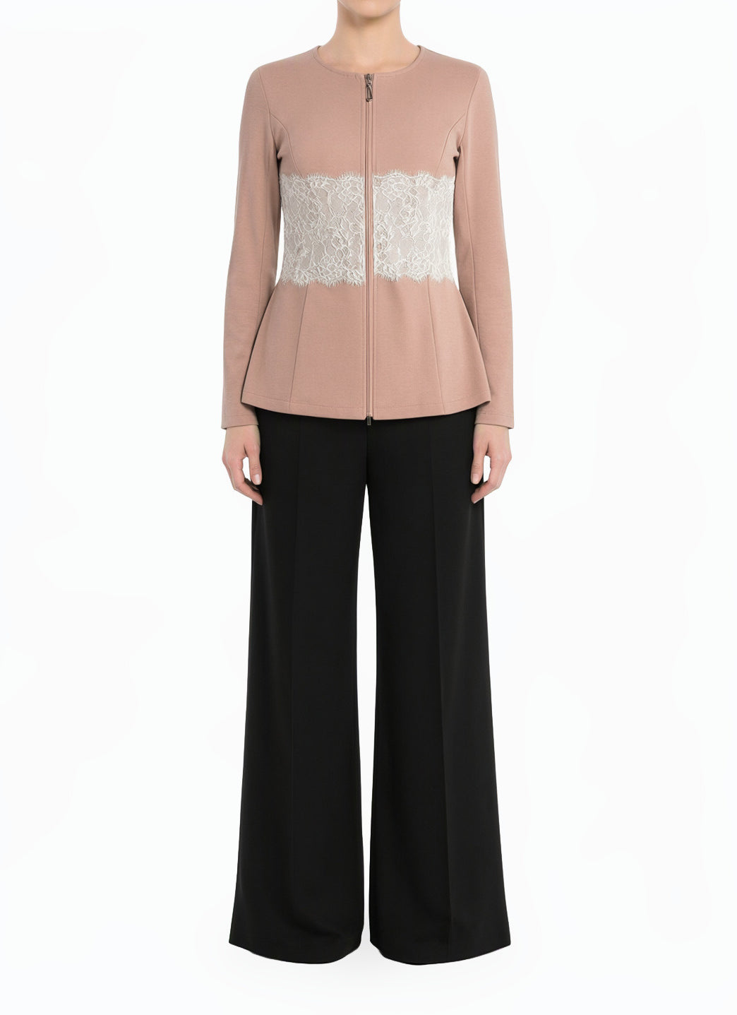 Blush Lace Detail zipper Jacket