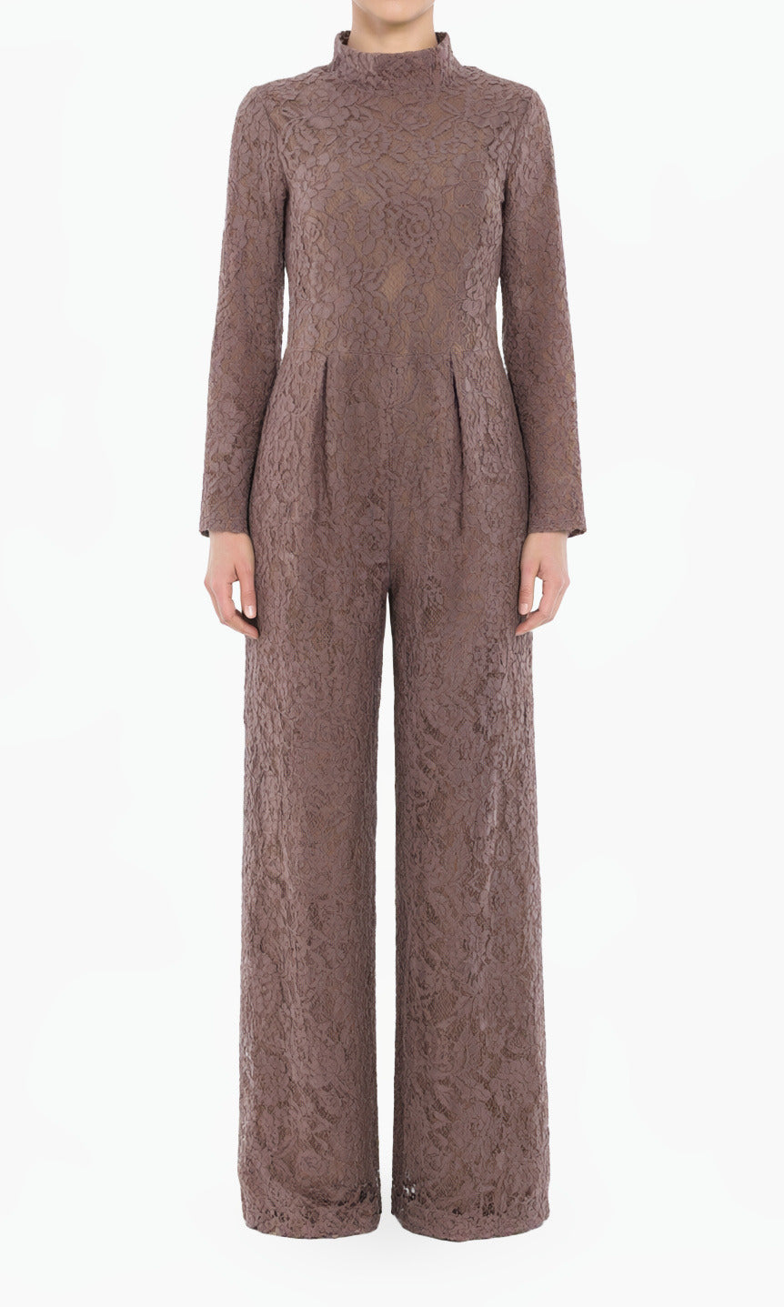 Mauve Lace long sleeve modest JUMPSUITS