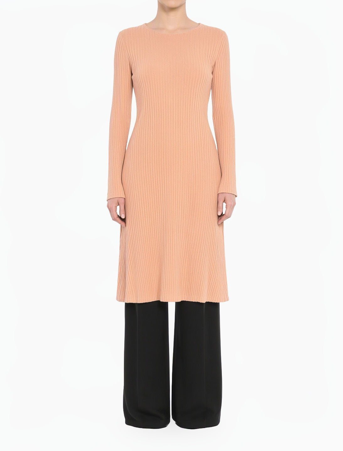 LightSalmon Modest Long Sleeve Midi Sweater Dress