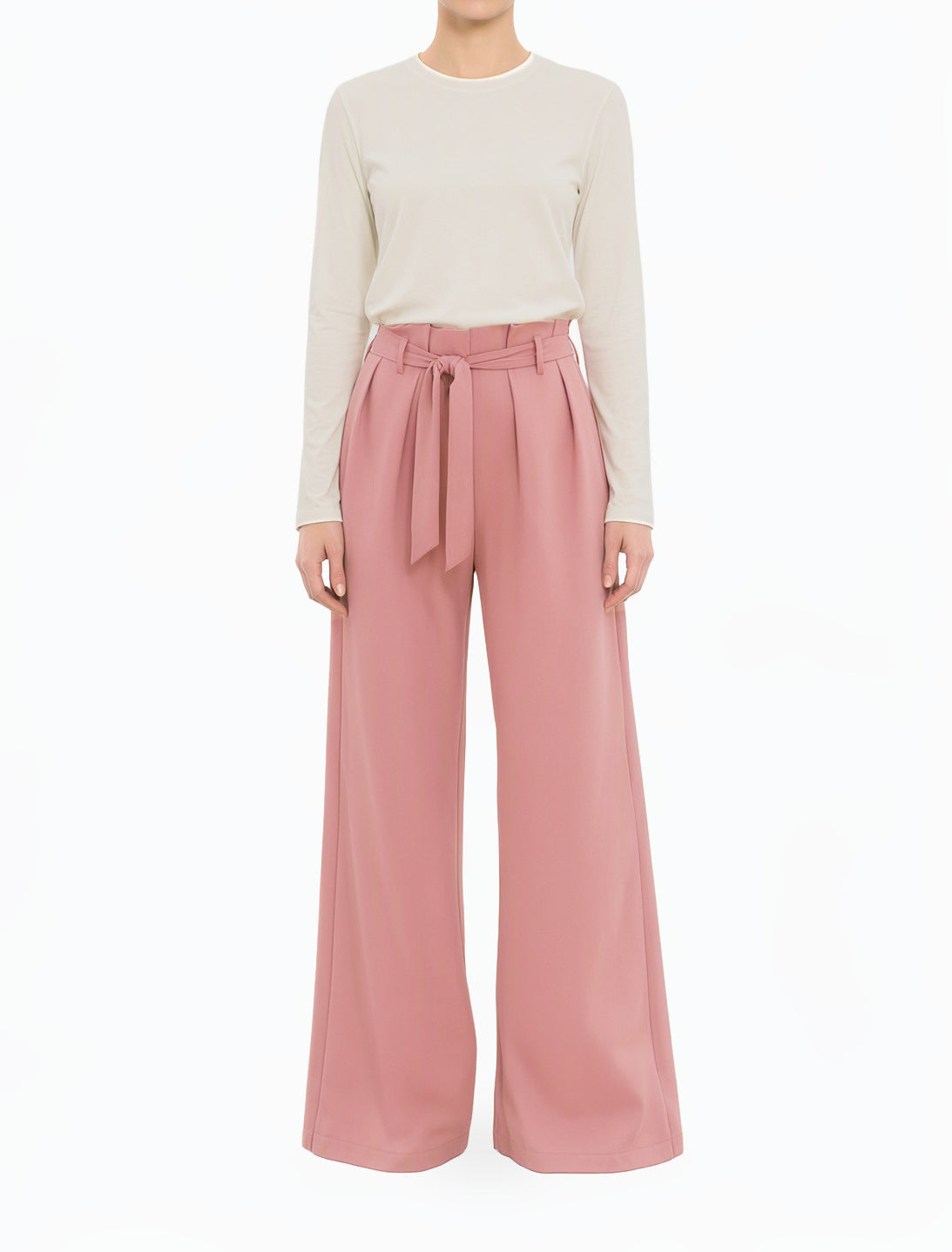Mauve high waist pleats modest trousers