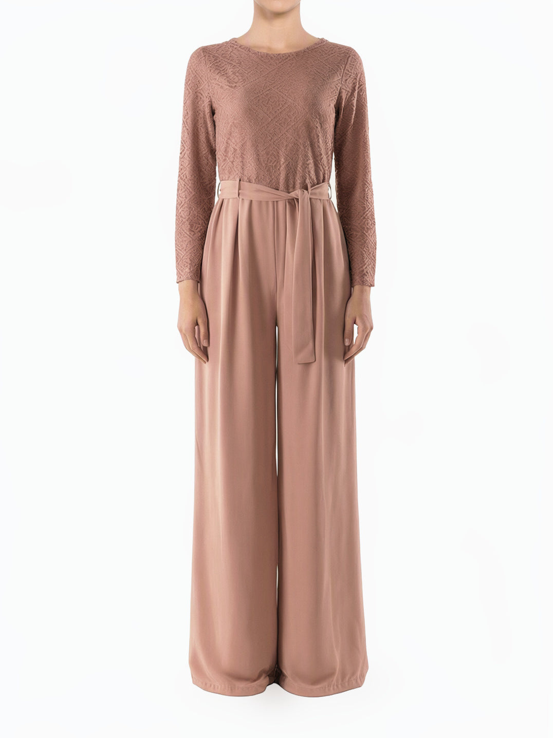 Mauve SHOW STOPPER lace detail jumpsuit