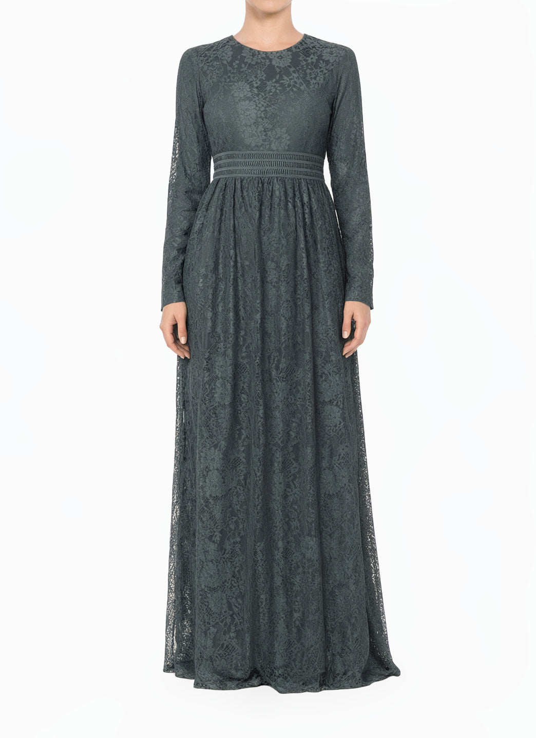 Gray Wanderlust Lace Modest Maxi Dress