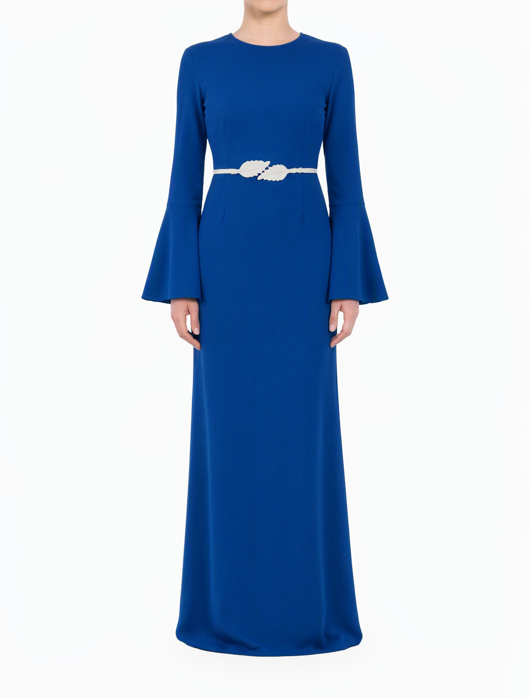 Blue Modest Bell Sleeve Pencil Dress
