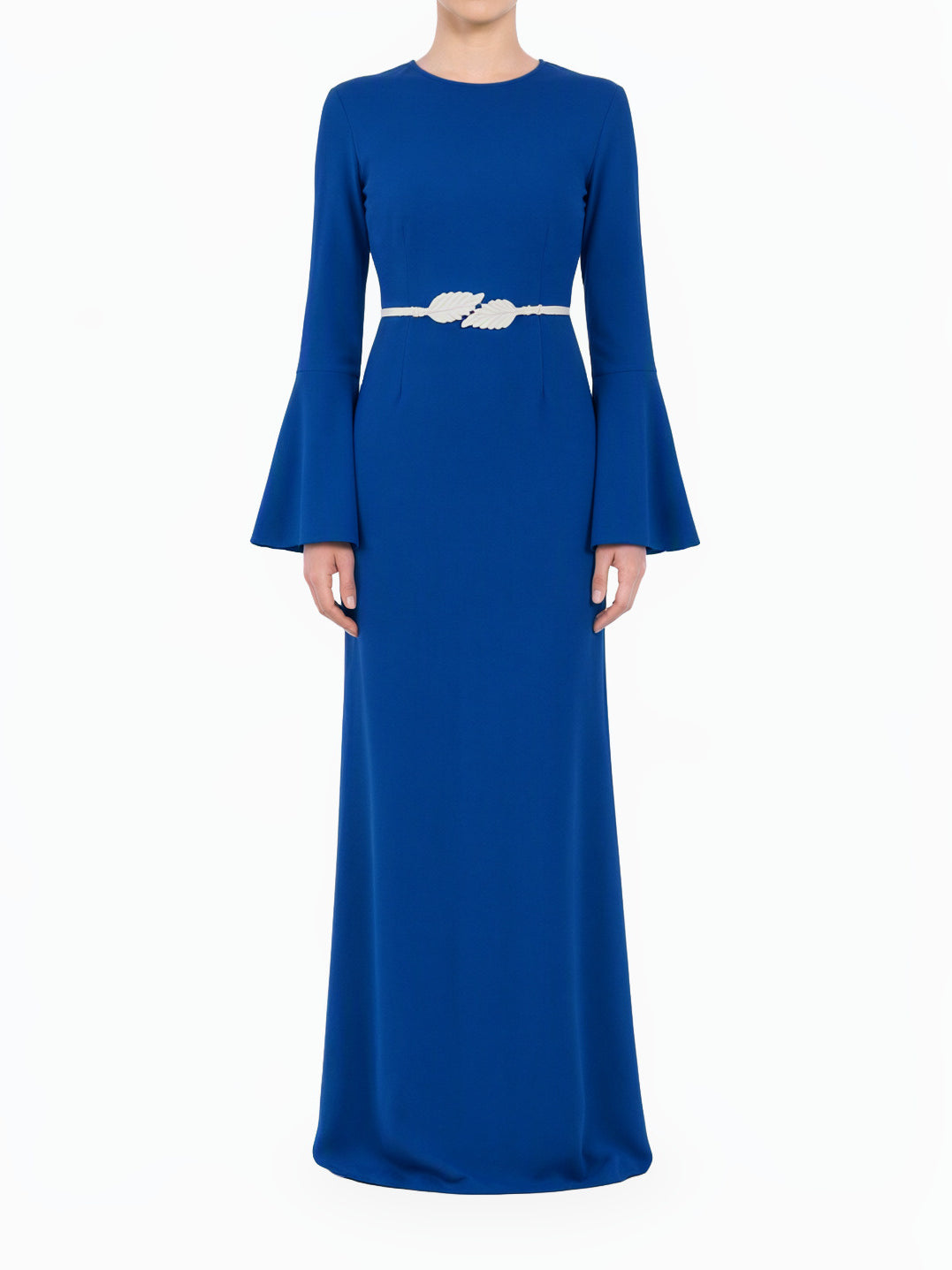 Blue Modest Bell Sleeve Pencil Dress