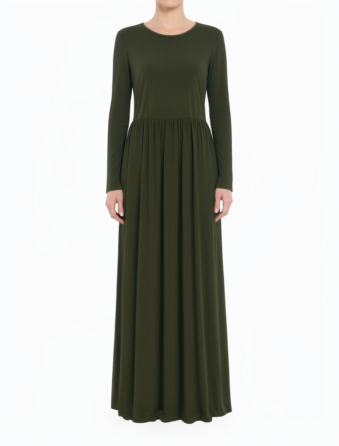 Deep Olive Original Milk Silk Modest Maxi Dress