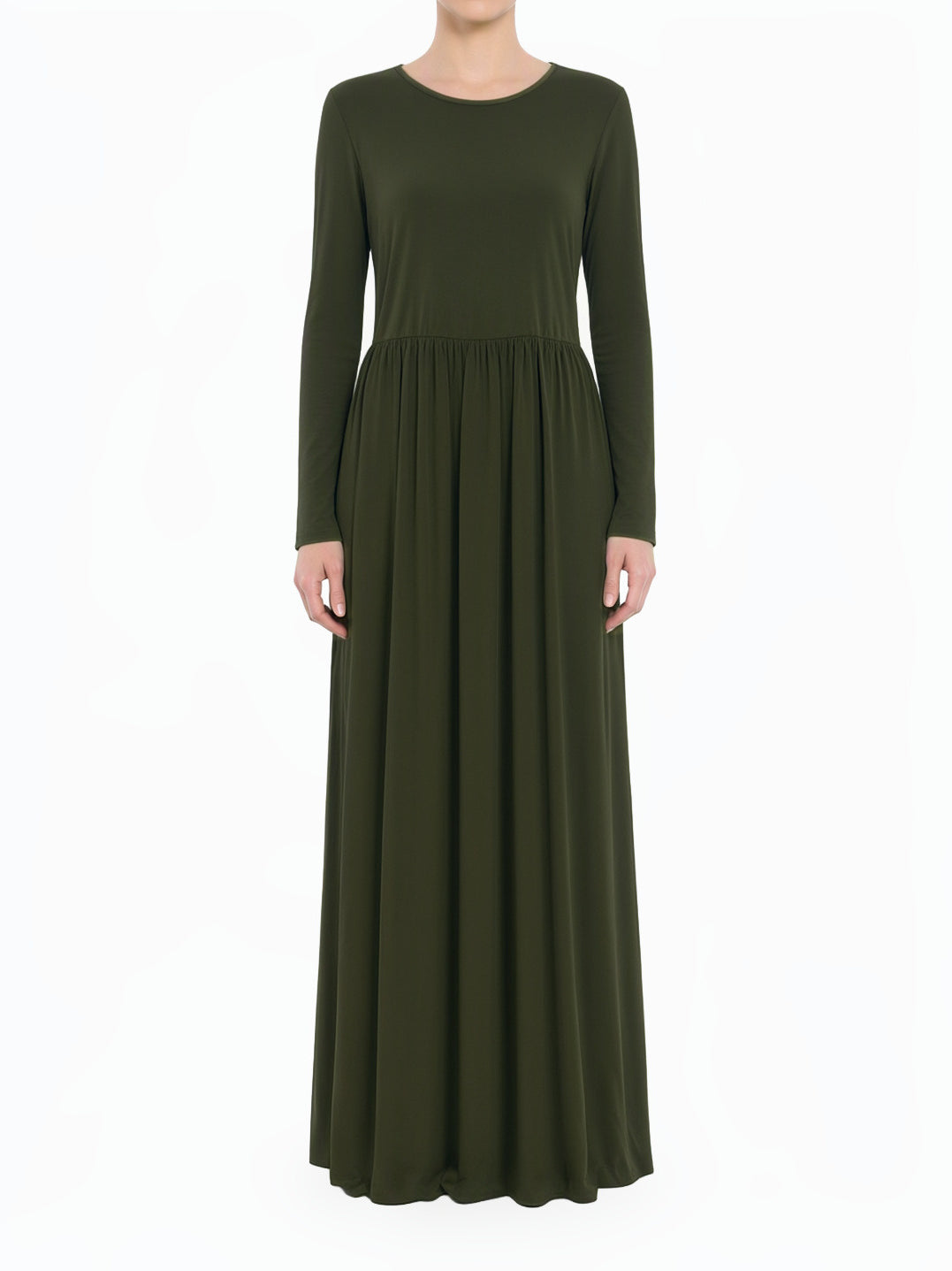 Deep Olive Original Milk Silk Modest Maxi Dress