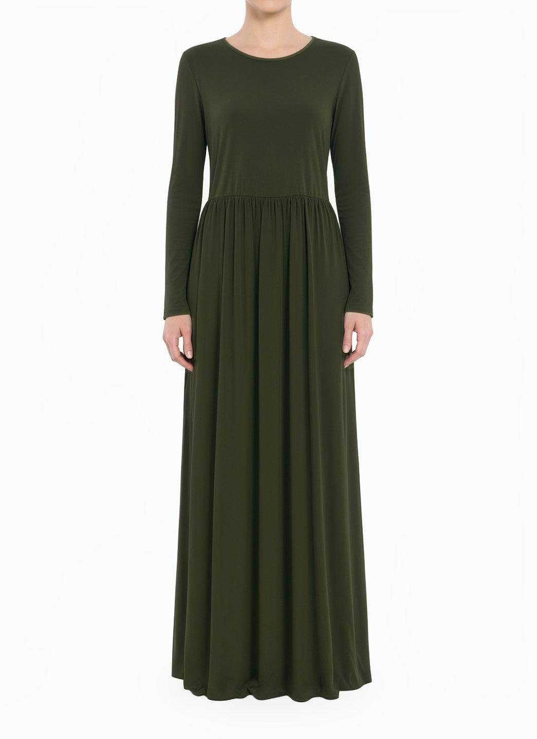 Deep Olive Original Milk Silk Modest Maxi Dress