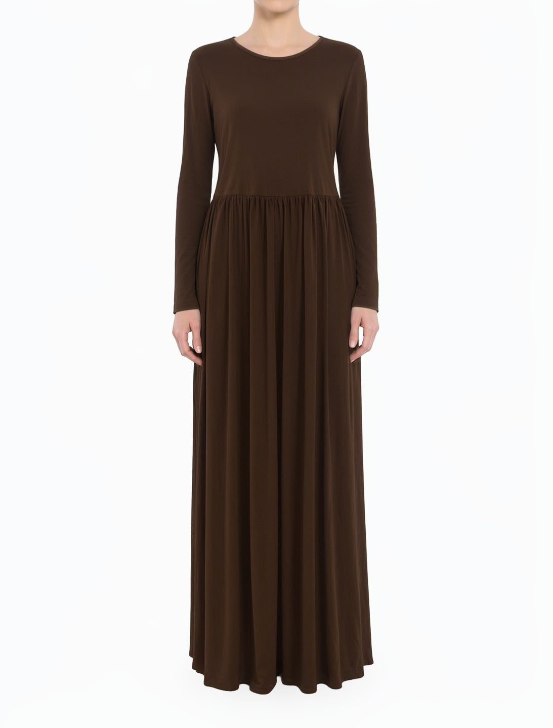 Brown Original Milk Silk Modest Maxi Dress