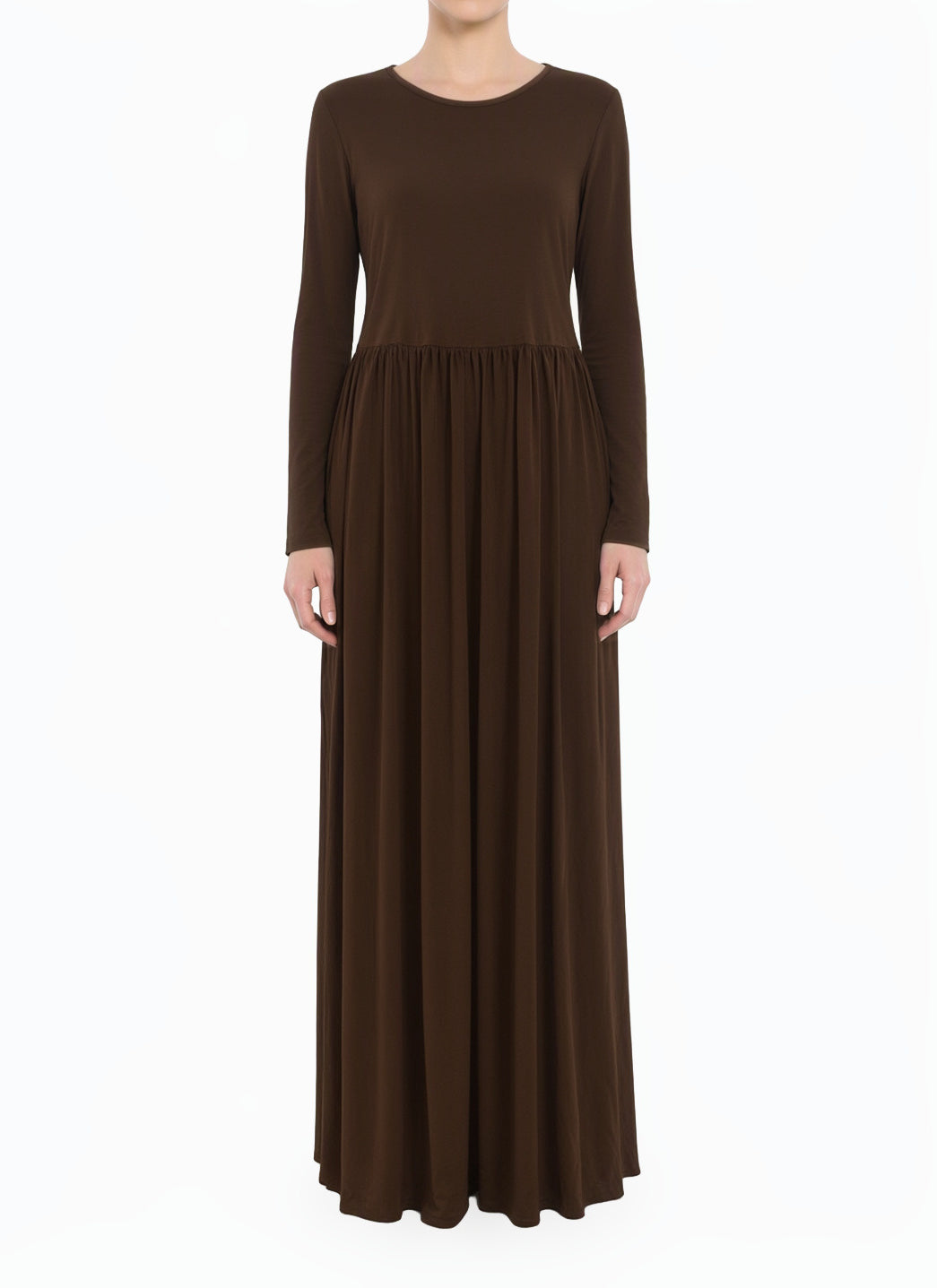 Brown Original Milk Silk Modest Maxi Dress