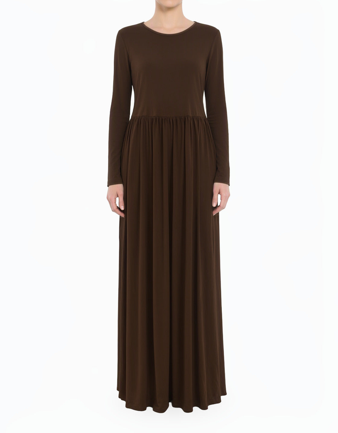 Brown Original Milk Silk Modest Maxi Dress
