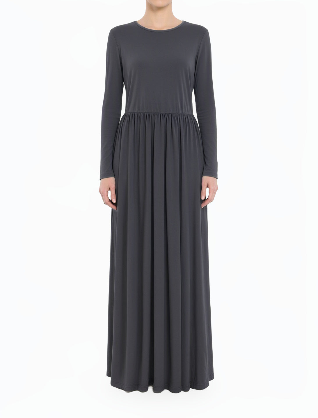Dark Gray Original Milk Silk Modest Maxi Dress