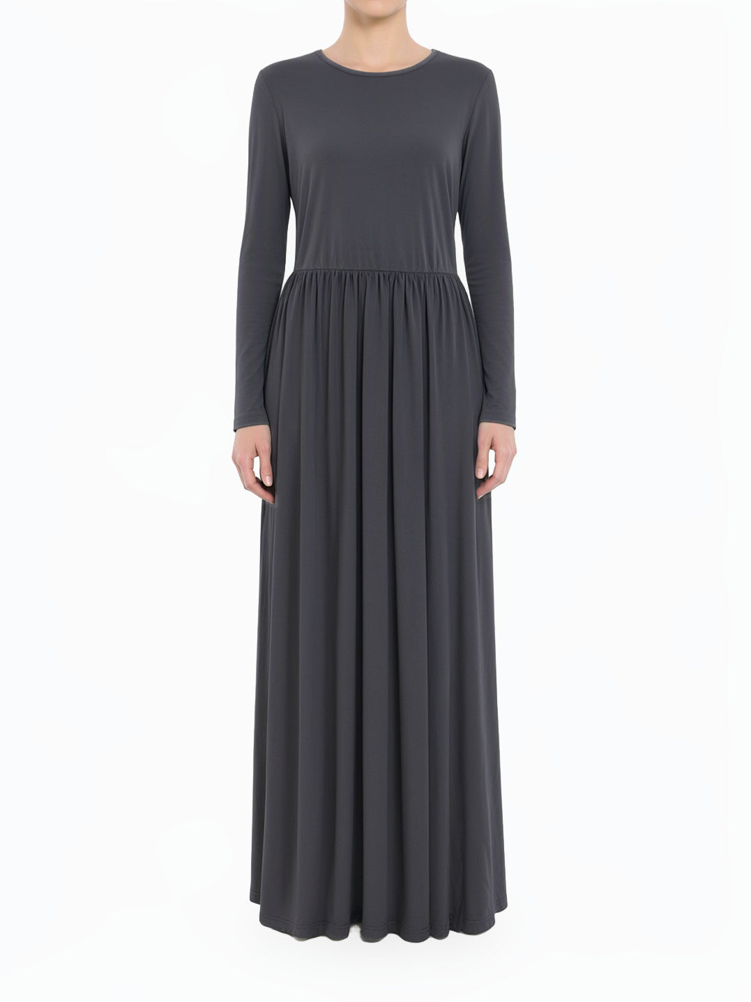 Dark Gray Original Milk Silk Modest Maxi Dress