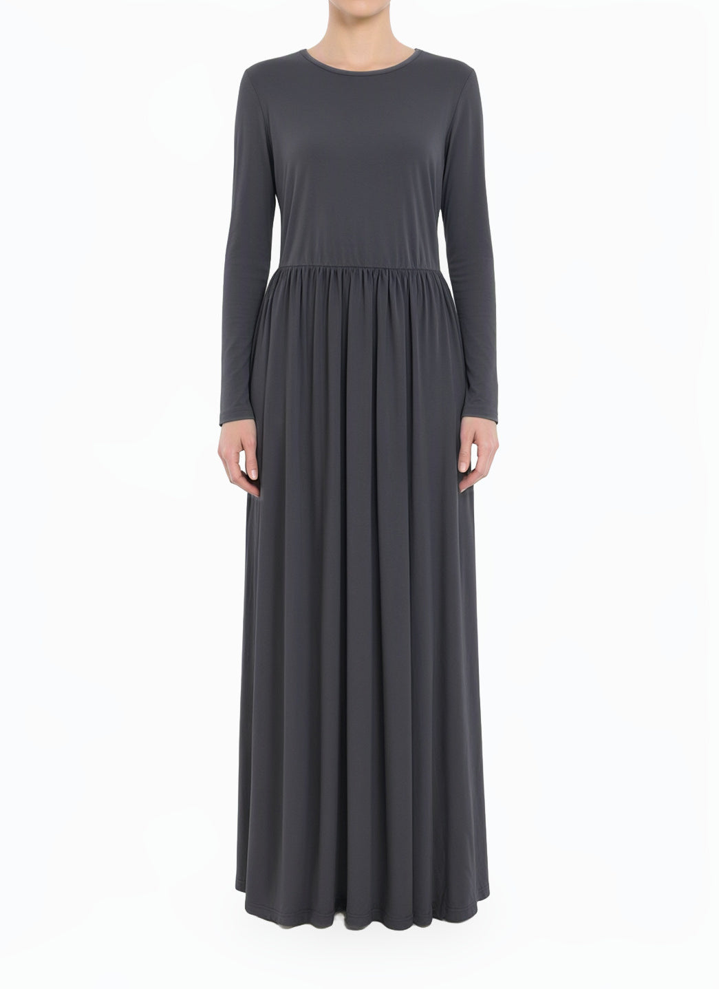 Dark Gray Original Milk Silk Modest Maxi Dress