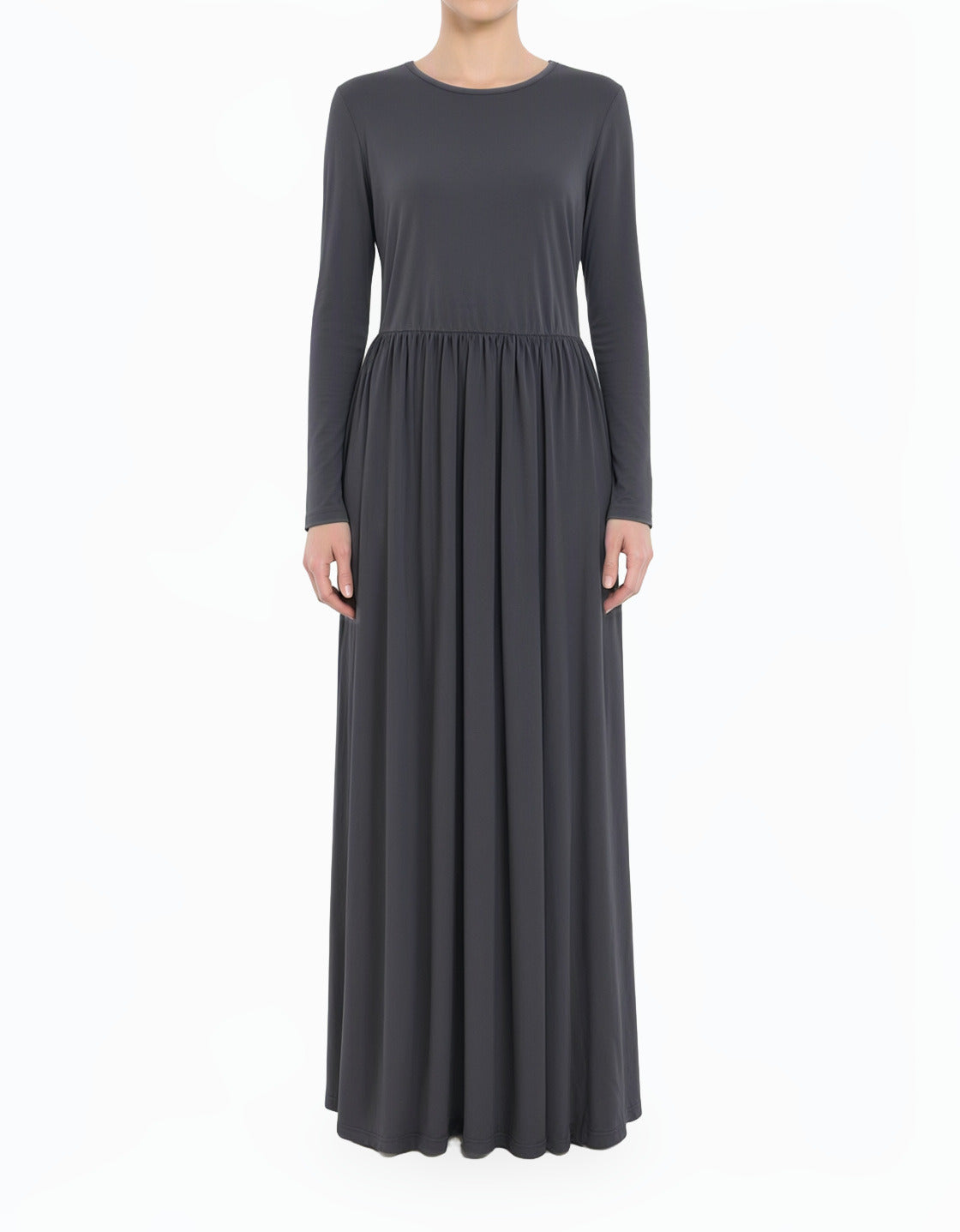 Dark Gray Original Milk Silk Modest Maxi Dress