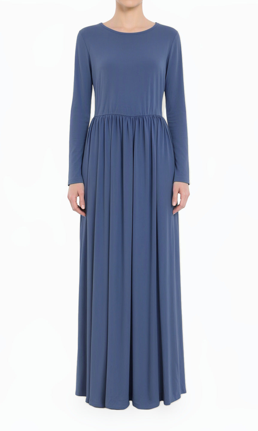 Dusty Blue Original Milk Silk Modest Maxi Dress