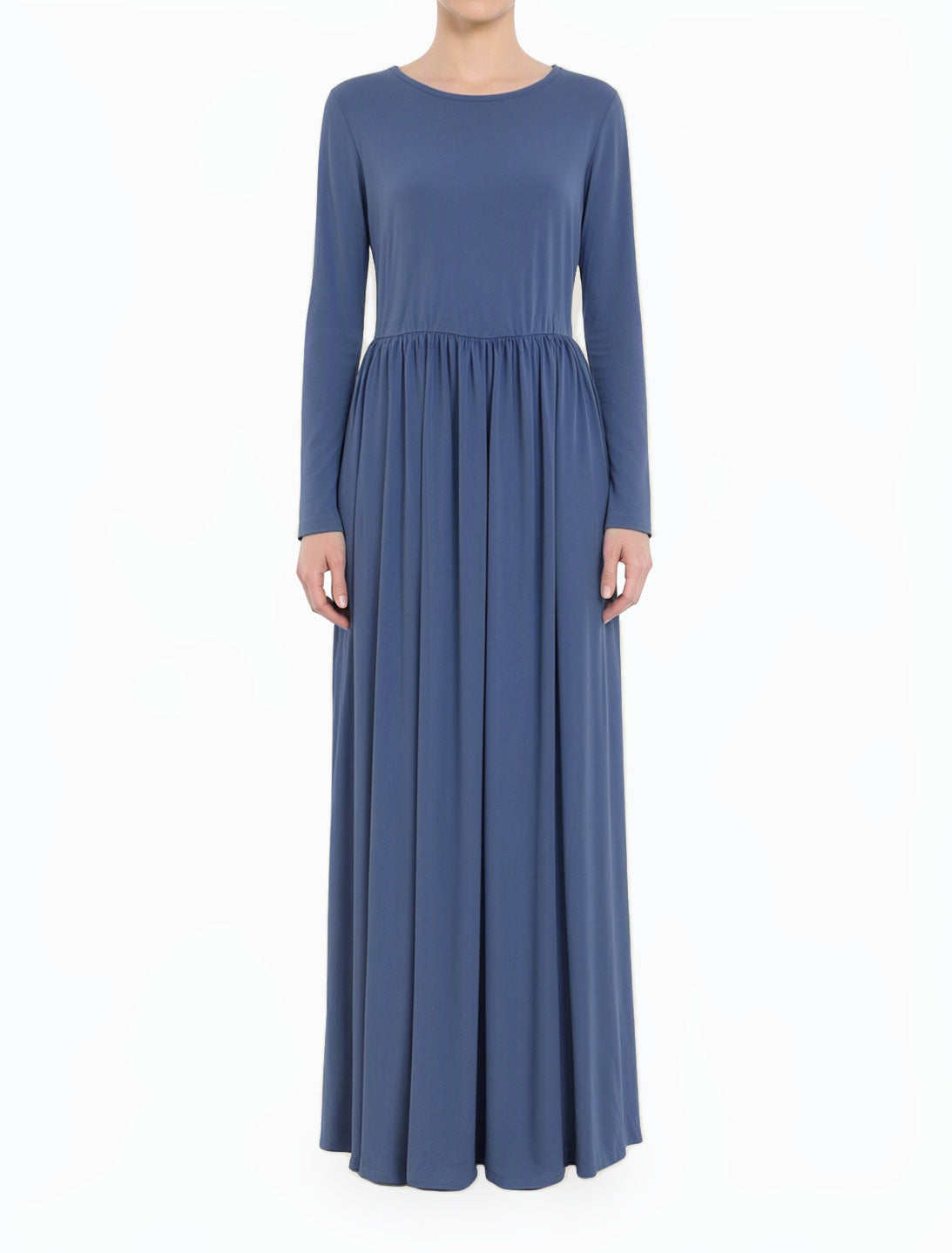 Dusty Blue Original Milk Silk Modest Maxi Dress