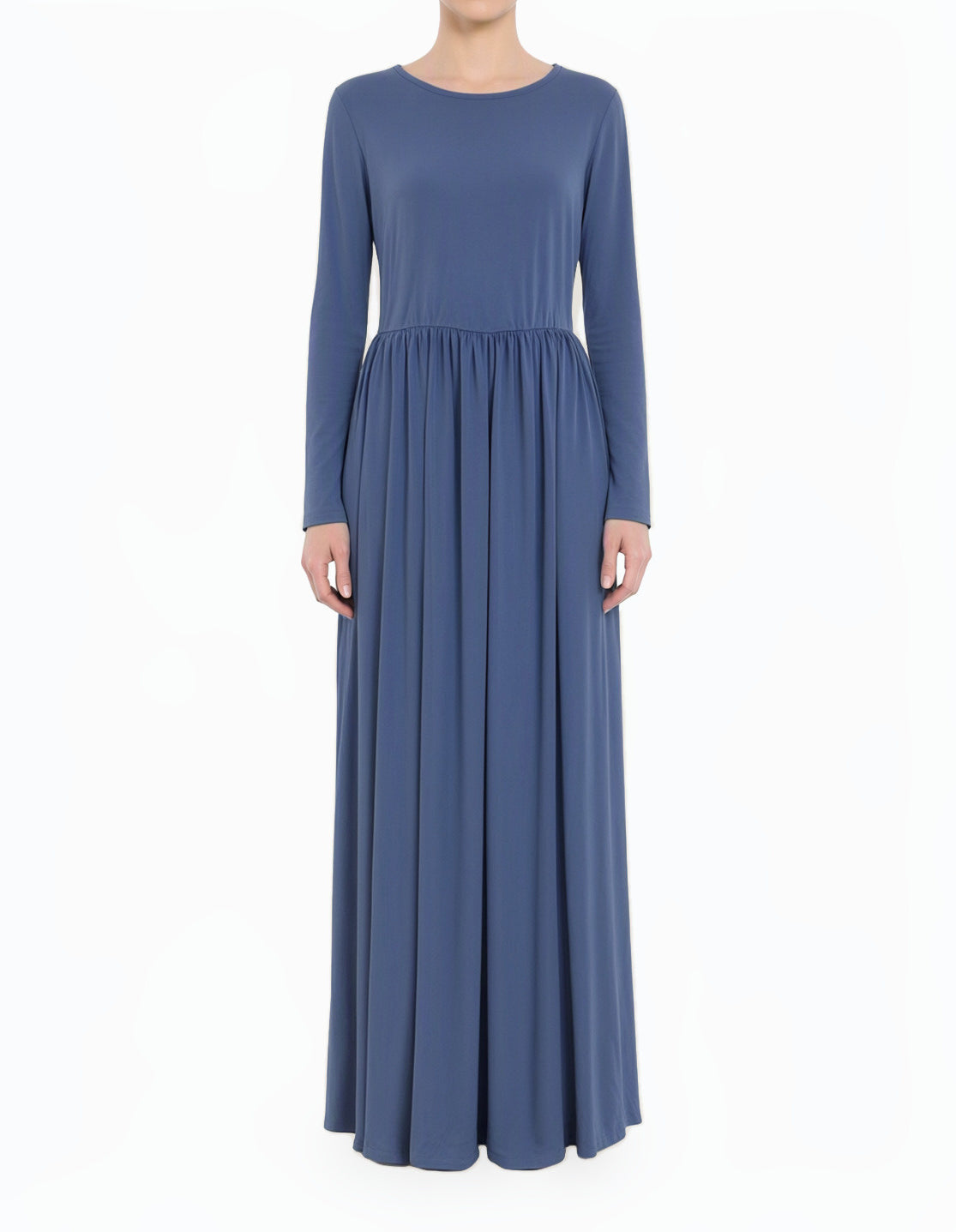 Dusty Blue Original Milk Silk Modest Maxi Dress