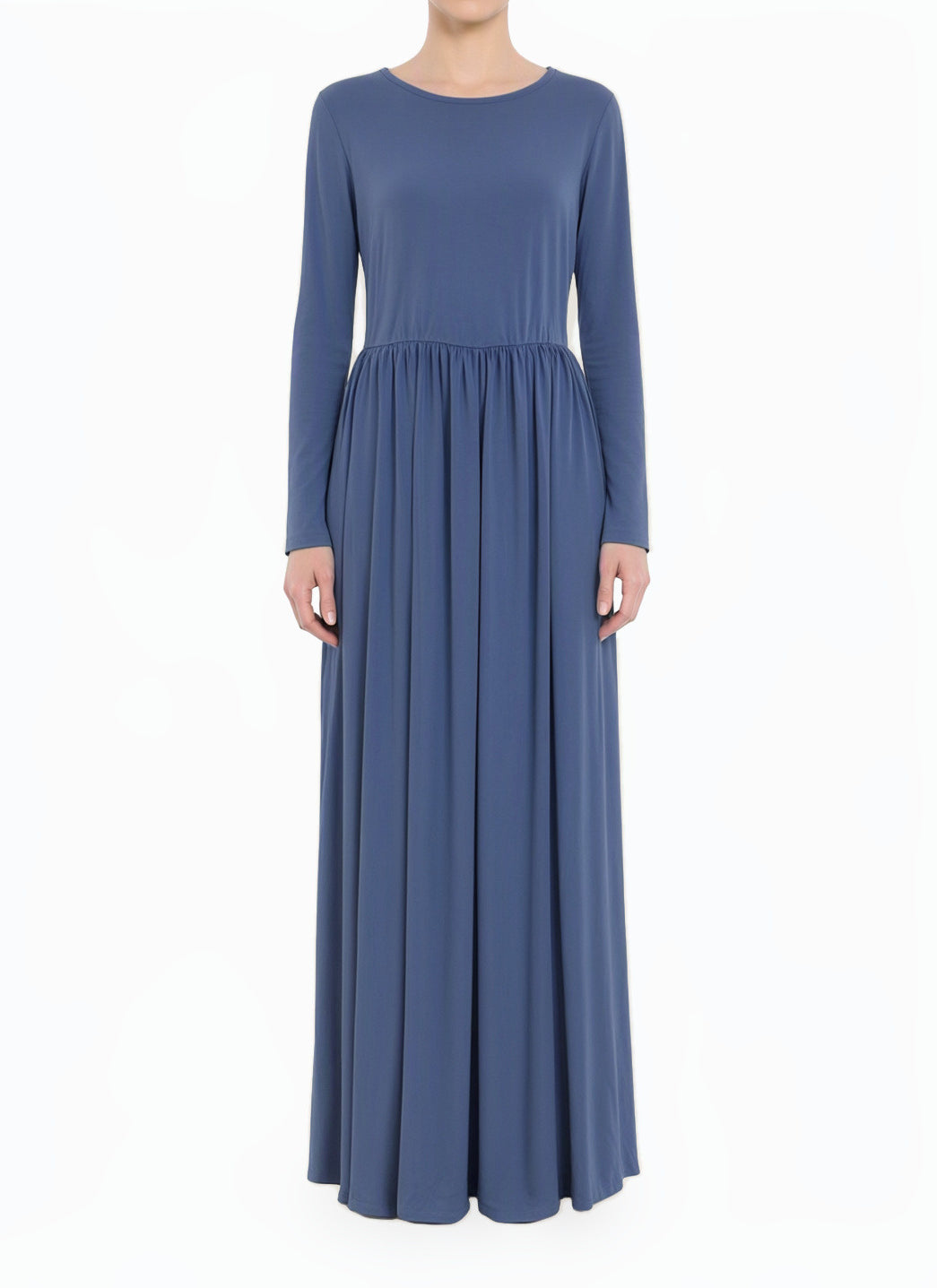 Dusty Blue Original Milk Silk Modest Maxi Dress