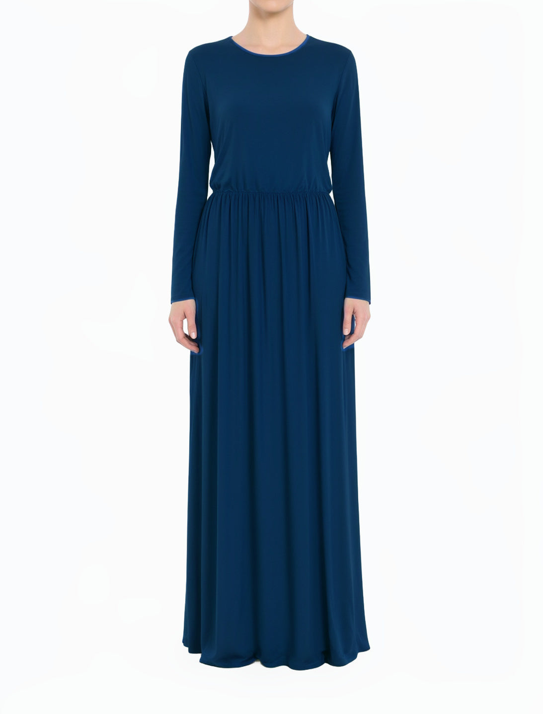 Jazz Blue Milk Silk Modest Maxi Dress / Pockets