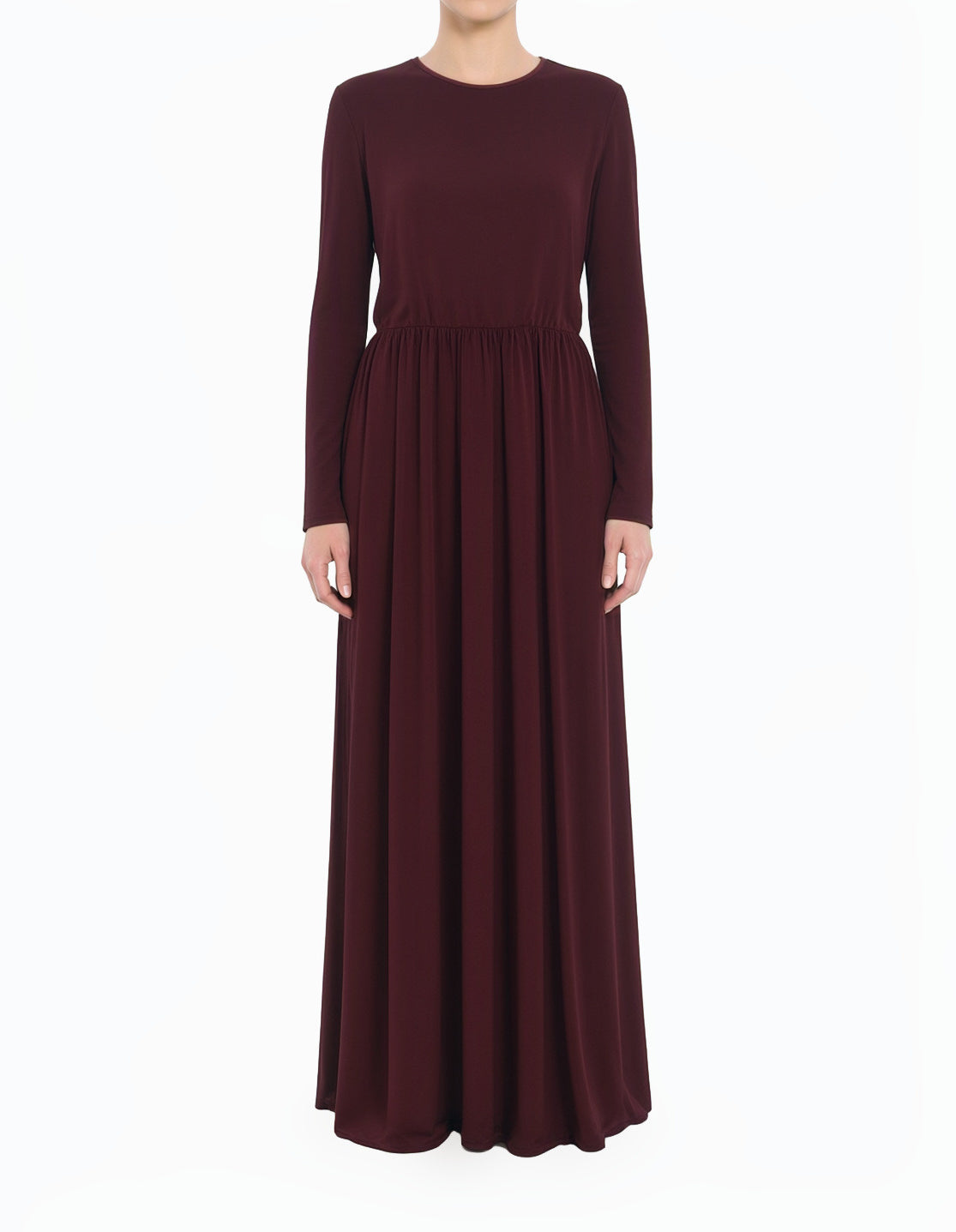 Maroon Original Milk Silk Modest Maxi Dress