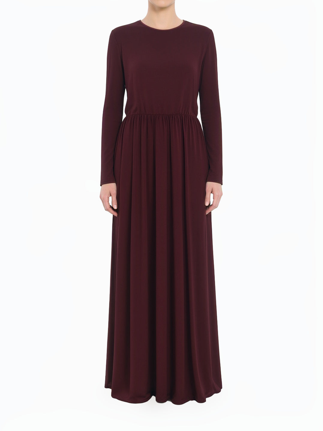Maroon Original Milk Silk Modest Maxi Dress
