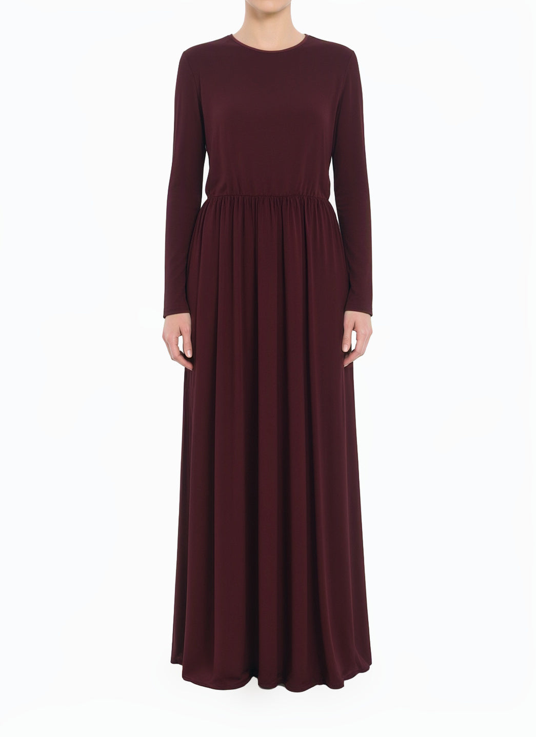 Maroon Original Milk Silk Modest Maxi Dress