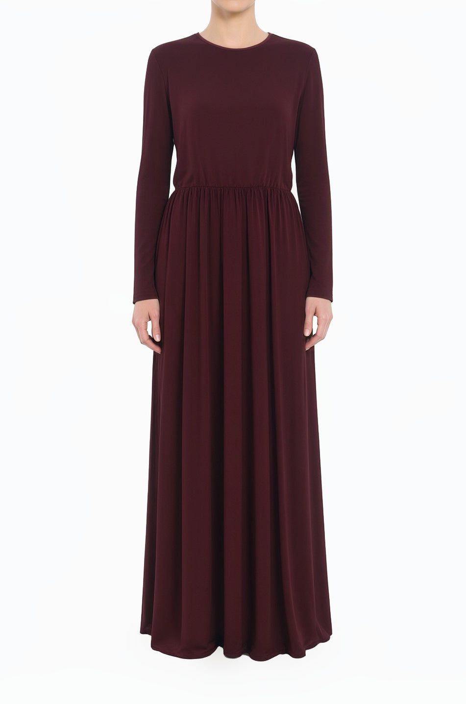 Maroon Original Milk Silk Modest Maxi Dress